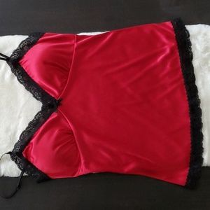 Women Lace Trim Satin Cami